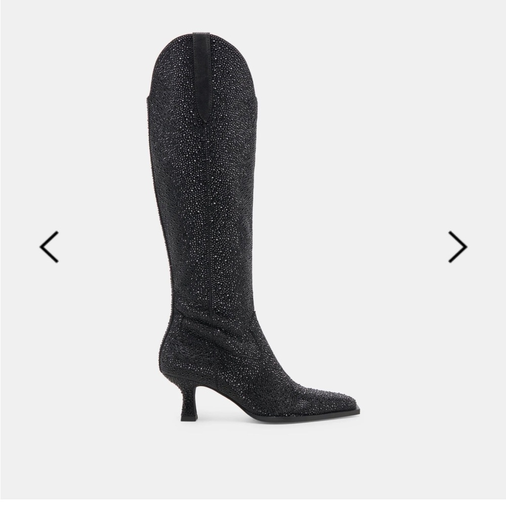 Dolce Vita Ariana Crystal Boots Black Metallic Crystal